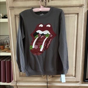 The Rolling Stones womens sz M Holiday Sweatshirt - Dark Gray and Red